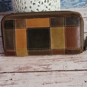 Wilson's Leather patchwork leather zippered wallet